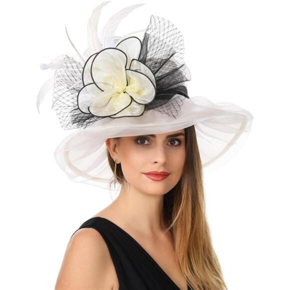 Women's Organza Church British Fascinator Hat - Picture 1 of 5